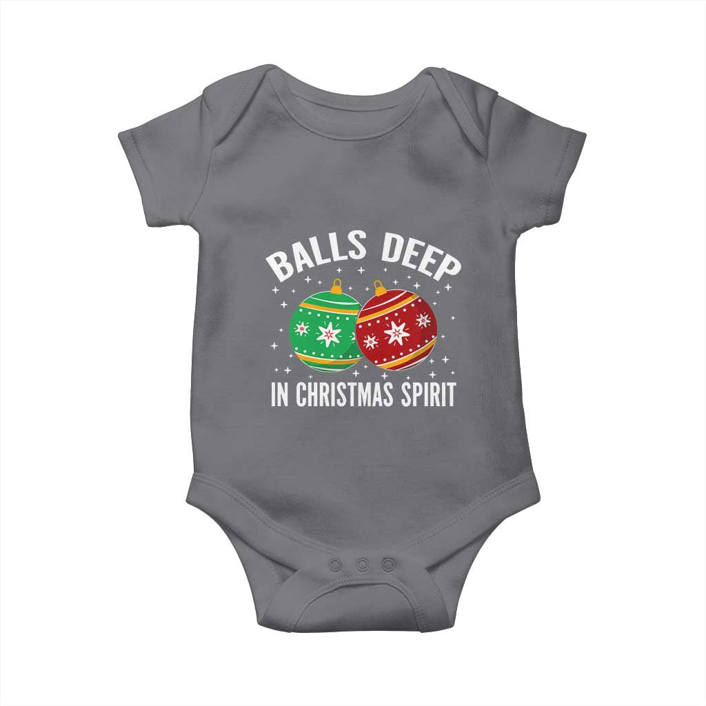 Funny Dirty Christmas Baby Onesie Rude Adult Humor Balls Deep Into Christmas Spirit TS10 Charcoal Print Your Wear