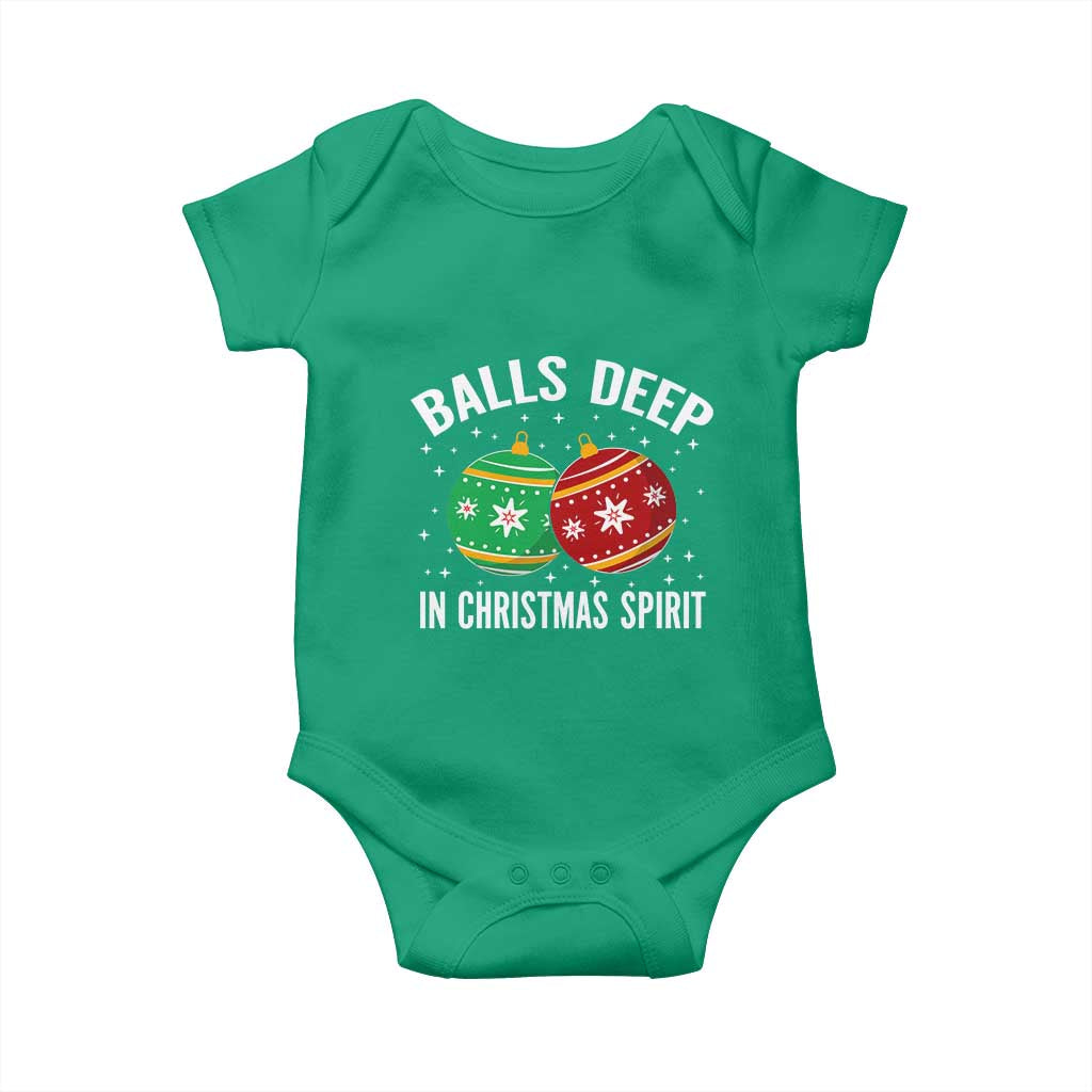 Funny Dirty Christmas Baby Onesie Rude Adult Humor Balls Deep Into Christmas Spirit TS10 Irish Green Print Your Wear