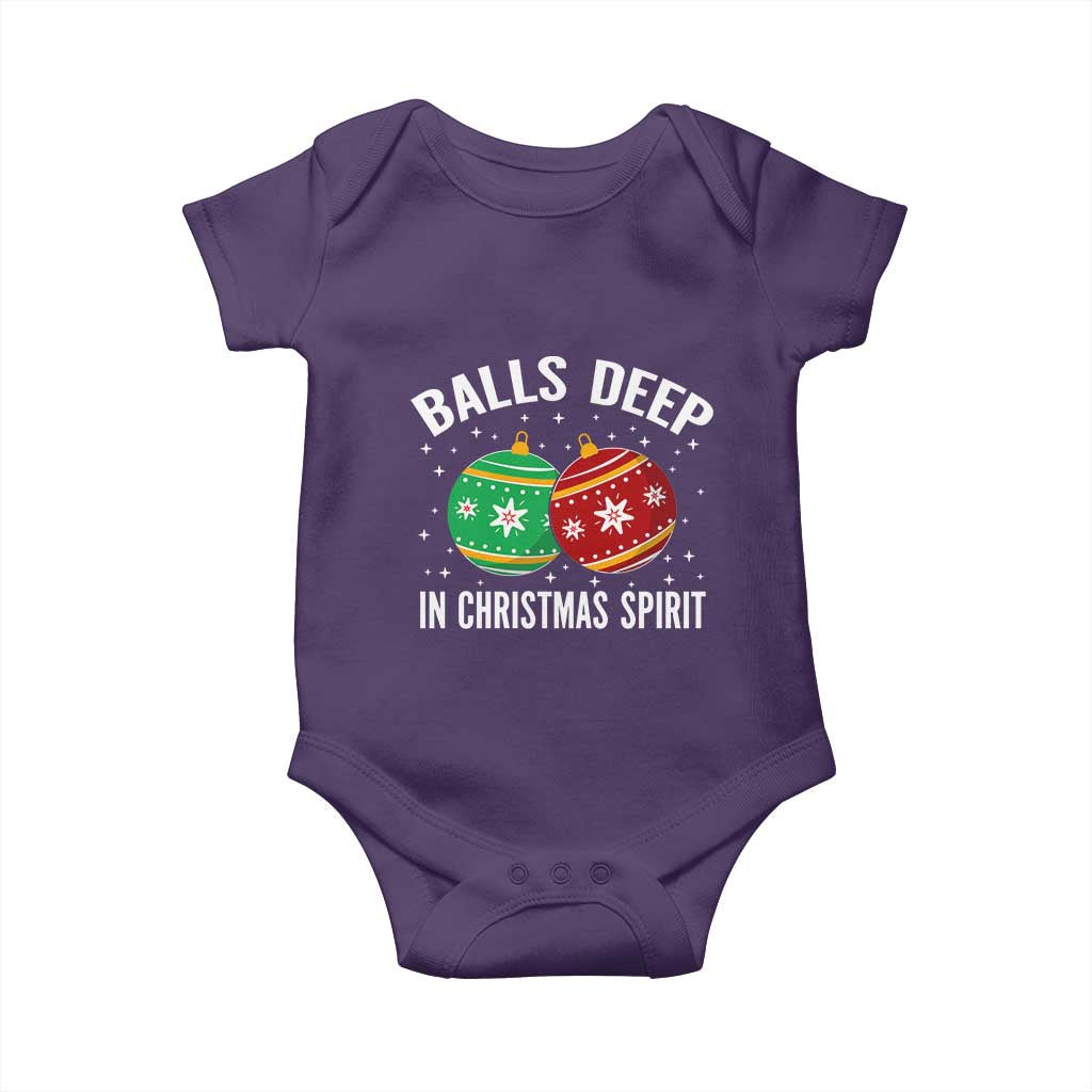 Funny Dirty Christmas Baby Onesie Rude Adult Humor Balls Deep Into Christmas Spirit TS10 Purple Print Your Wear