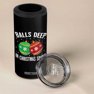 Funny Dirty Christmas 4 in 1 Can Cooler Tumbler Rude Adult Humor Balls Deep Into Christmas Spirit TS10 Print Your Wear
