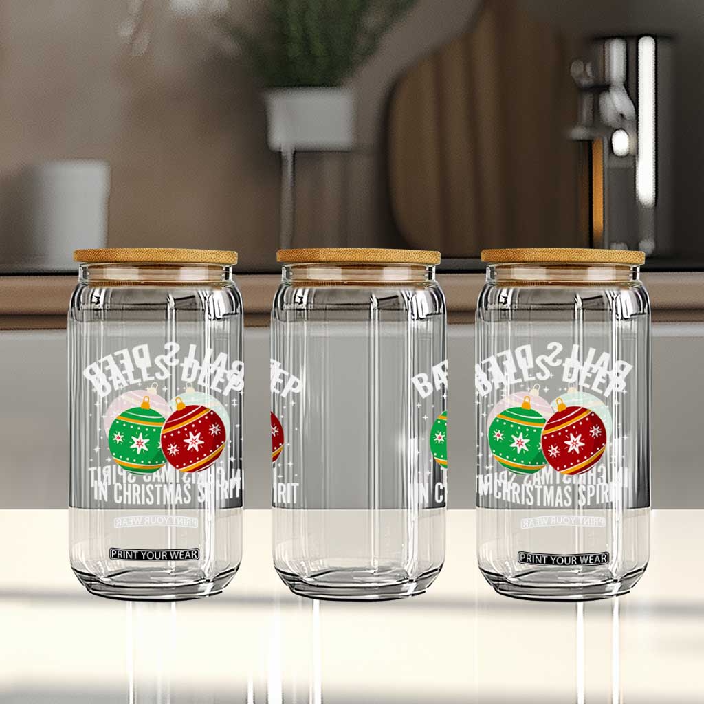 Funny Dirty Christmas Glass Can Rude Adult Humor Balls Deep Into Christmas Spirit TS10 Print Your Wear