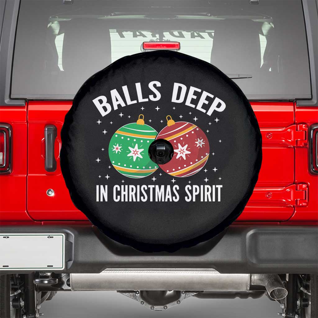 Funny Dirty Christmas Spare Tire Cover Rude Adult Humor Balls Deep Into Christmas Spirit TS10 Black Print Your Wear