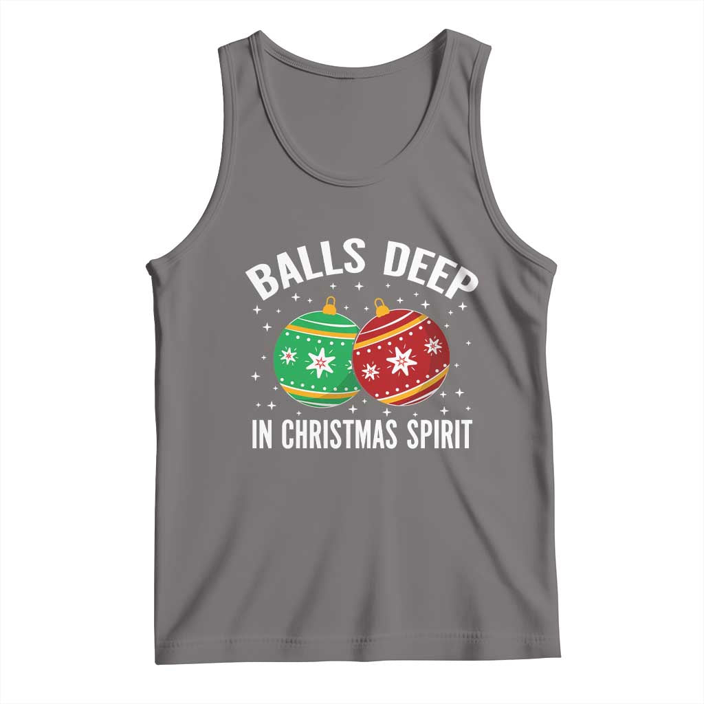 Funny Dirty Christmas Tank Top Rude Adult Humor Balls Deep Into Christmas Spirit TS10 Deep Heather Print Your Wear