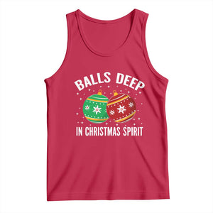Funny Dirty Christmas Tank Top Rude Adult Humor Balls Deep Into Christmas Spirit TS10 Red Print Your Wear