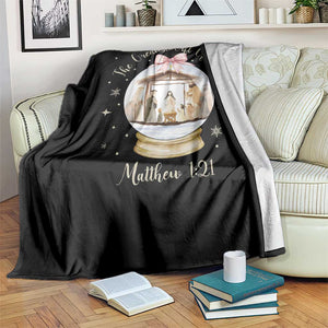 Nativity Scene Christmas Throw Blanket The Greatest Gift of All Christian Coquette Bow Matthew 1:21 TS10 Print Your Wear
