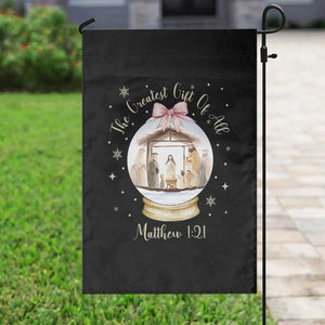 Nativity Scene Christmas Garden Flag The Greatest Gift of All Christian Coquette Bow Matthew 1:21 TS10 Print Your Wear