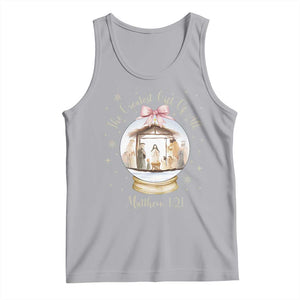 Nativity Scene Christmas Tank Top The Greatest Gift of All Christian Coquette Bow Matthew 1:21 TS10 Athletic Heather Print Your Wear