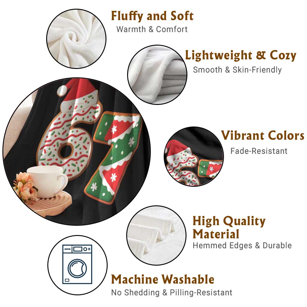 67 Christmas Throw Blanket Funny Six Seven 6 7 Meme Pajamas Gen Alpha Slang TS10 Print Your Wear