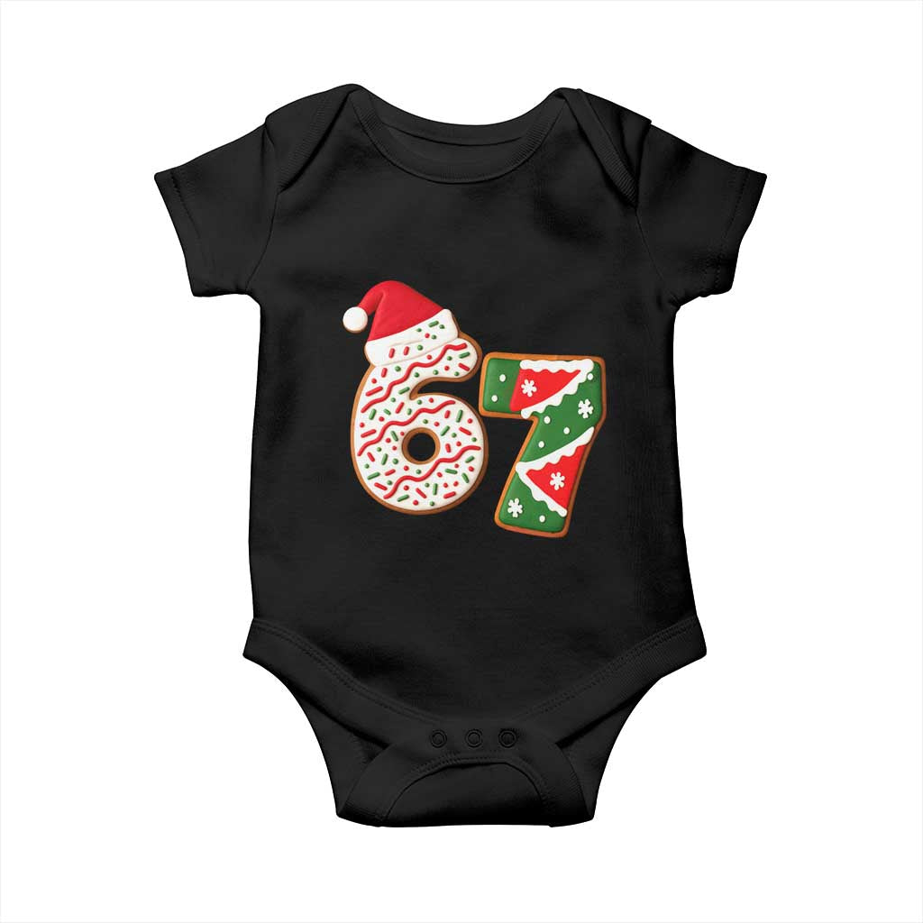 67 Christmas Baby Onesie Funny Six Seven 6 7 Meme Pajamas Gen Alpha Slang TS10 Black Print Your Wear