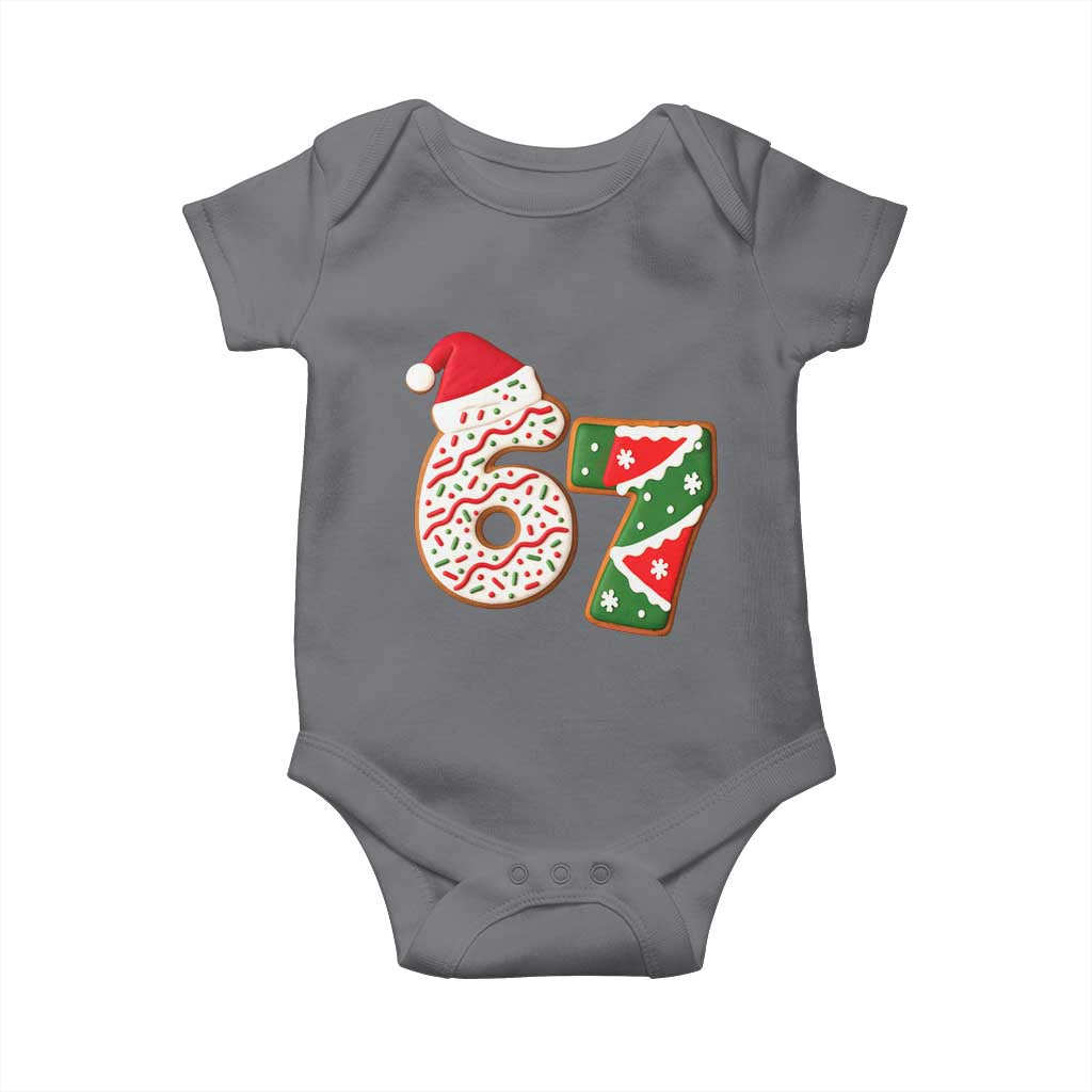 67 Christmas Baby Onesie Funny Six Seven 6 7 Meme Pajamas Gen Alpha Slang TS10 Charcoal Print Your Wear