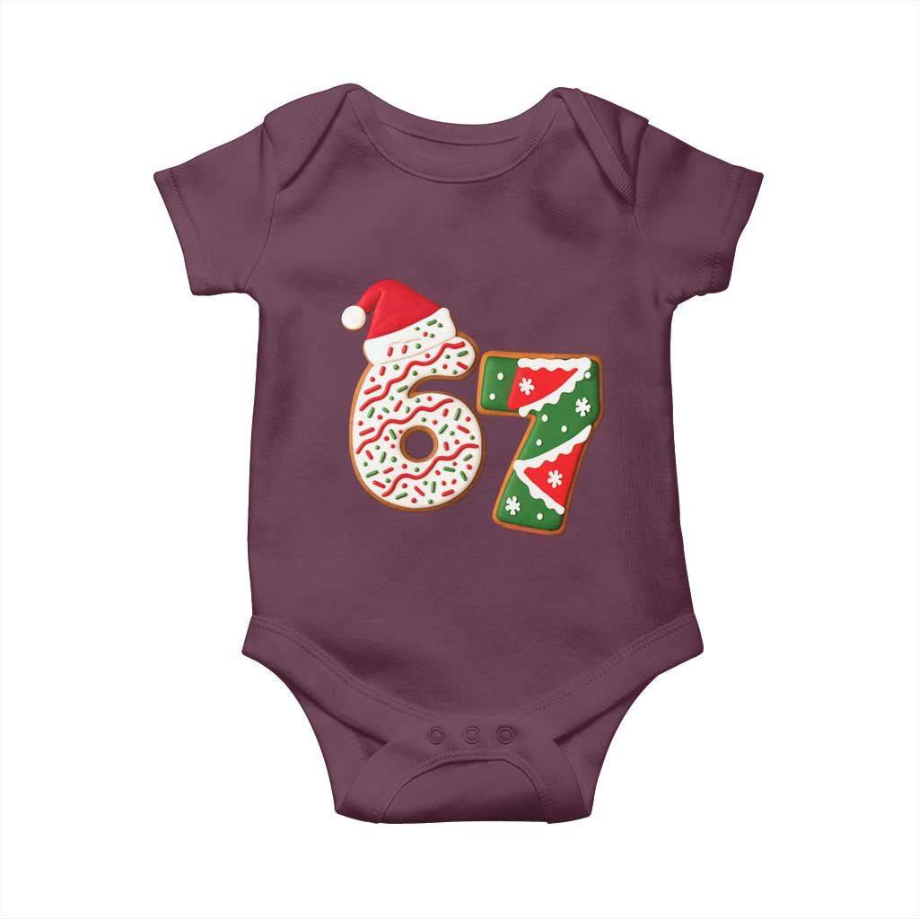 67 Christmas Baby Onesie Funny Six Seven 6 7 Meme Pajamas Gen Alpha Slang TS10 Maroon Print Your Wear