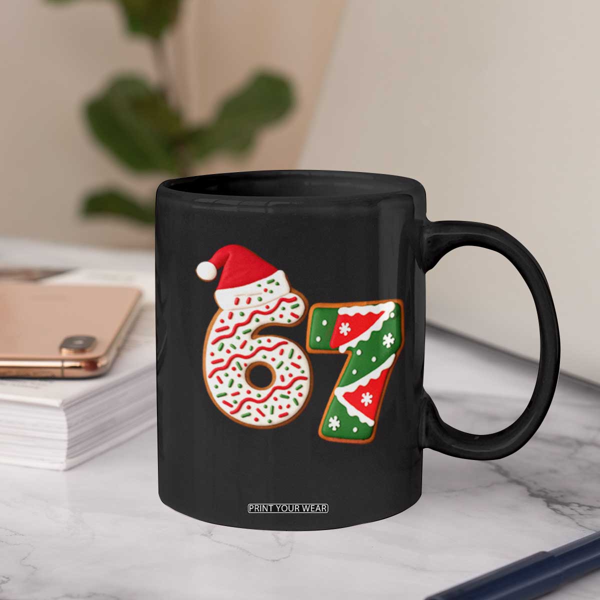 67 Christmas Coffee Mug Funny Six Seven 6 7 Meme Pajamas Gen Alpha Slang TS10 Print Your Wear