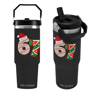 67 Christmas Flip Straw Tumbler Funny Six Seven 6 7 Meme Pajamas Gen Alpha Slang TS10 One Size: 30 oz Black Print Your Wear