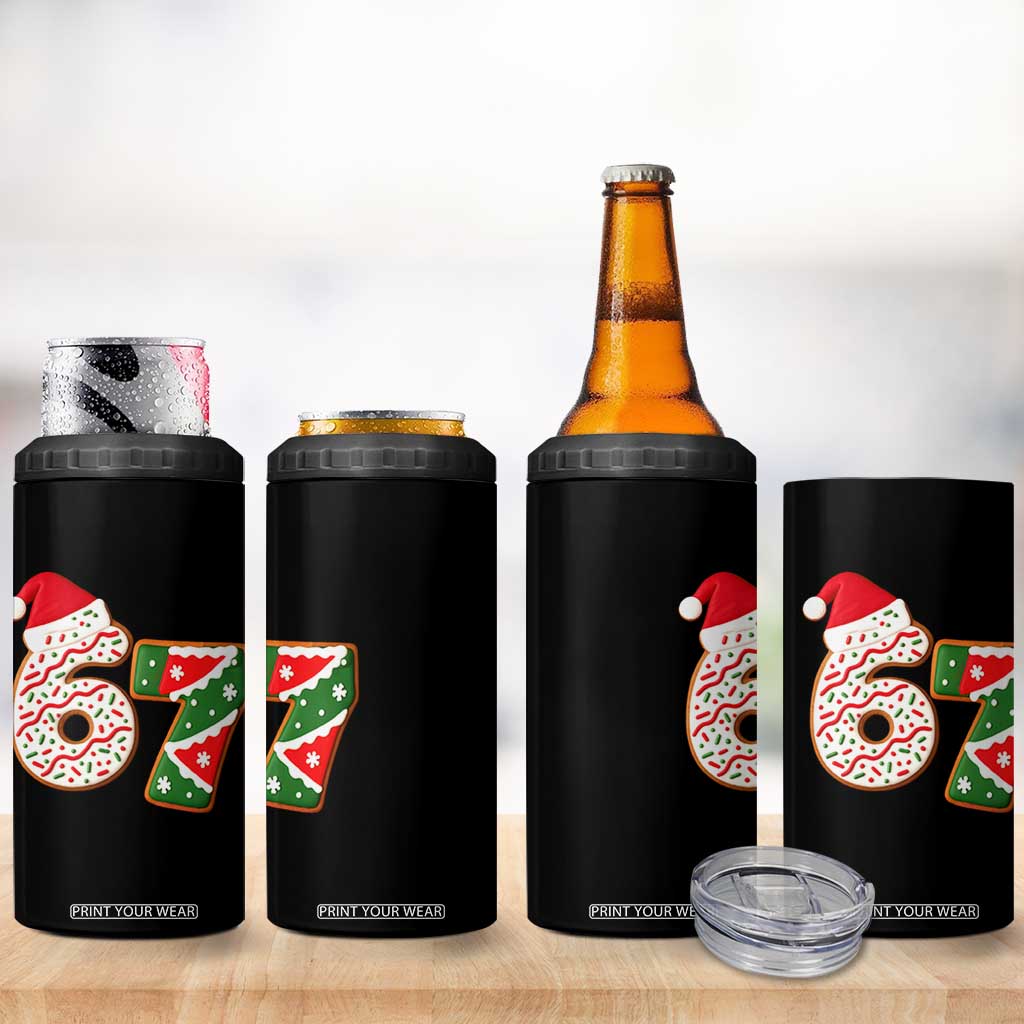 67 Christmas 4 in 1 Can Cooler Tumbler Funny Six Seven 6 7 Meme Pajamas Gen Alpha Slang TS10 Print Your Wear