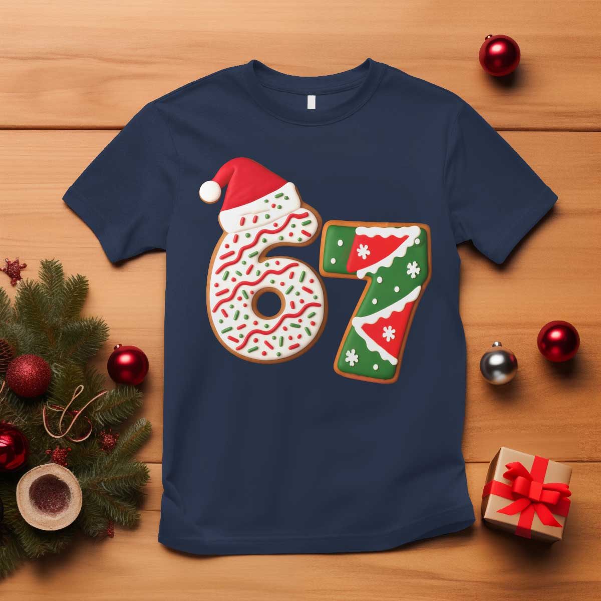 67 Christmas T Shirt Funny Six Seven 6 7 Meme Pajamas Gen Alpha Slang TS10 Navy Print Your Wear