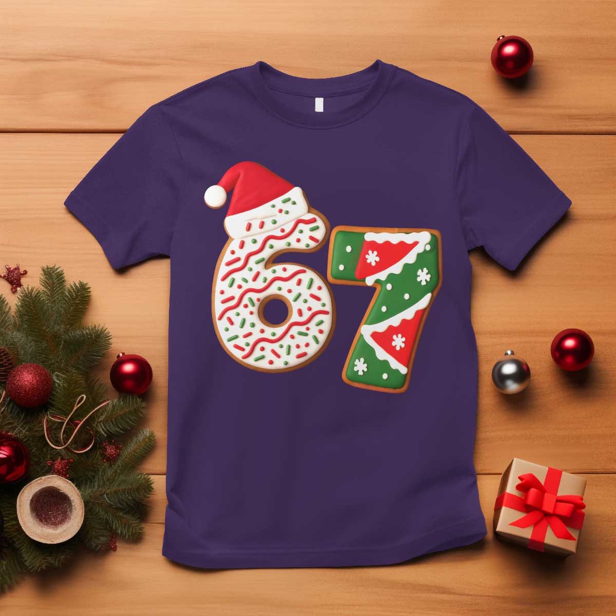 67 Christmas T Shirt Funny Six Seven 6 7 Meme Pajamas Gen Alpha Slang TS10 Purple Print Your Wear