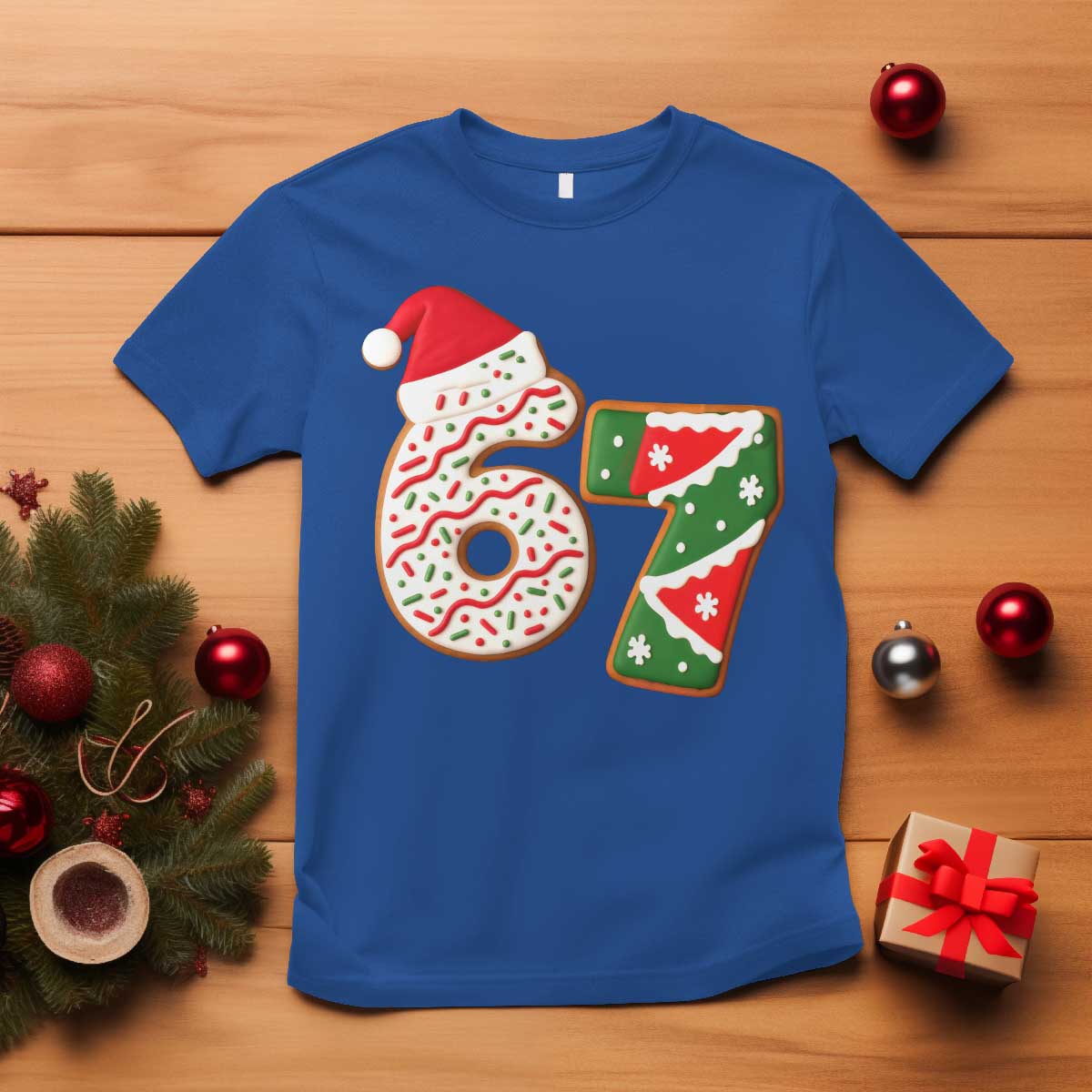 67 Christmas T Shirt Funny Six Seven 6 7 Meme Pajamas Gen Alpha Slang TS10 Royal Blue Print Your Wear
