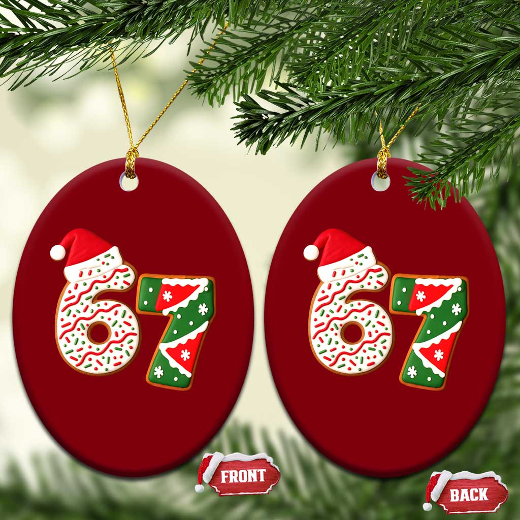 67 Christmas Ceramic Ornament Funny Six Seven 6 7 Meme Pajamas Gen Alpha Slang TS10 Print Your Wear