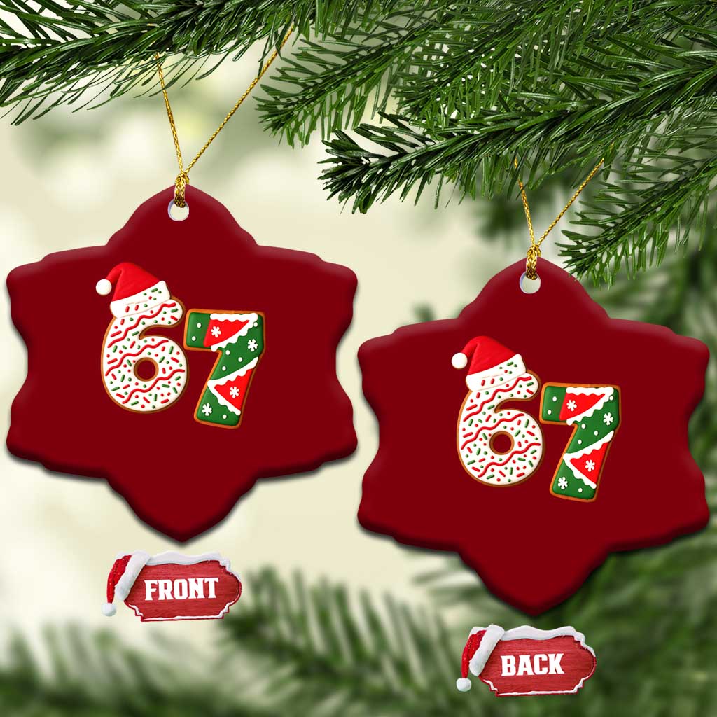 67 Christmas Ceramic Ornament Funny Six Seven 6 7 Meme Pajamas Gen Alpha Slang TS10 Print Your Wear