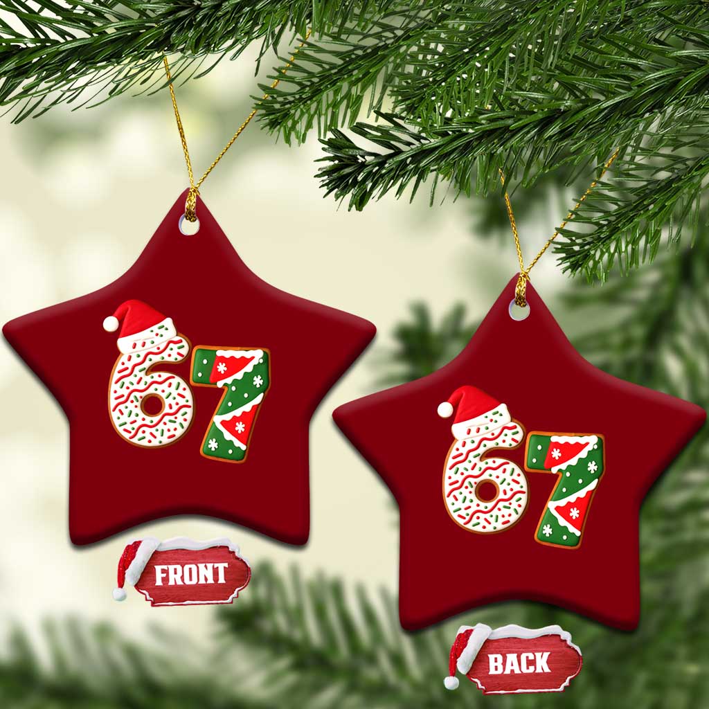 67 Christmas Ceramic Ornament Funny Six Seven 6 7 Meme Pajamas Gen Alpha Slang TS10 Print Your Wear