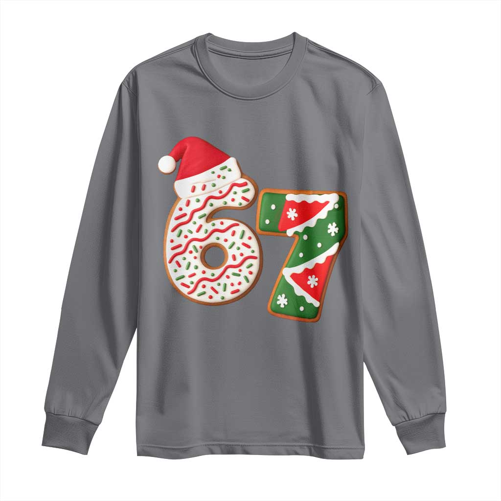 67 Christmas Long Sleeve Shirt Funny Six Seven 6 7 Meme Pajamas Gen Alpha Slang TS10 Charcoal Print Your Wear