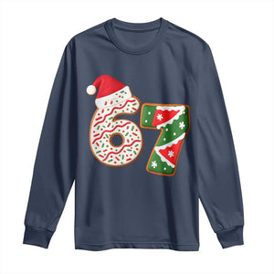 67 Christmas Long Sleeve Shirt Funny Six Seven 6 7 Meme Pajamas Gen Alpha Slang TS10 Navy Print Your Wear