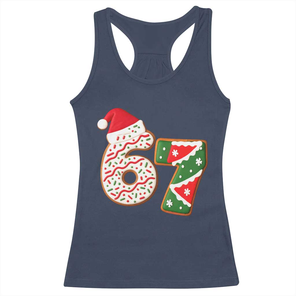 67 Christmas Racerback Tank Top Funny Six Seven 6 7 Meme Pajamas Gen Alpha Slang TS10 Navy Print Your Wear