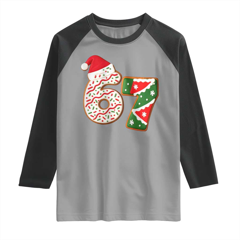 67 Christmas Raglan Shirt Funny Six Seven 6 7 Meme Pajamas Gen Alpha Slang TS10 Sport Gray Black Print Your Wear