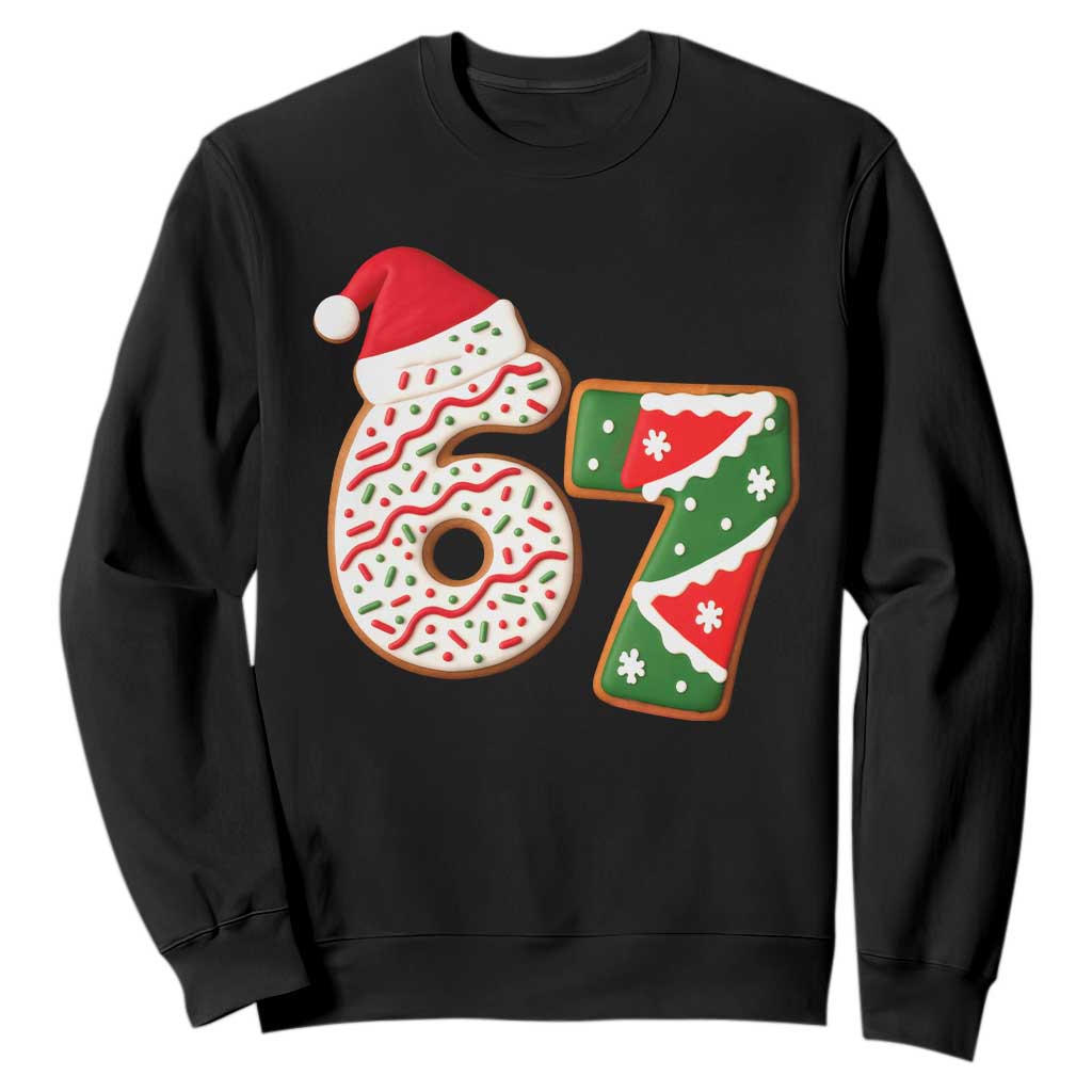 67 Christmas Sweatshirt Funny Six Seven 6 7 Meme Pajamas Gen Alpha Slang TS10 Black Print Your Wear