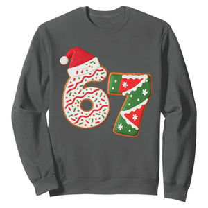 67 Christmas Sweatshirt Funny Six Seven 6 7 Meme Pajamas Gen Alpha Slang TS10 Dark Heather Print Your Wear