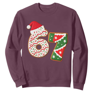 67 Christmas Sweatshirt Funny Six Seven 6 7 Meme Pajamas Gen Alpha Slang TS10 Maroon Print Your Wear