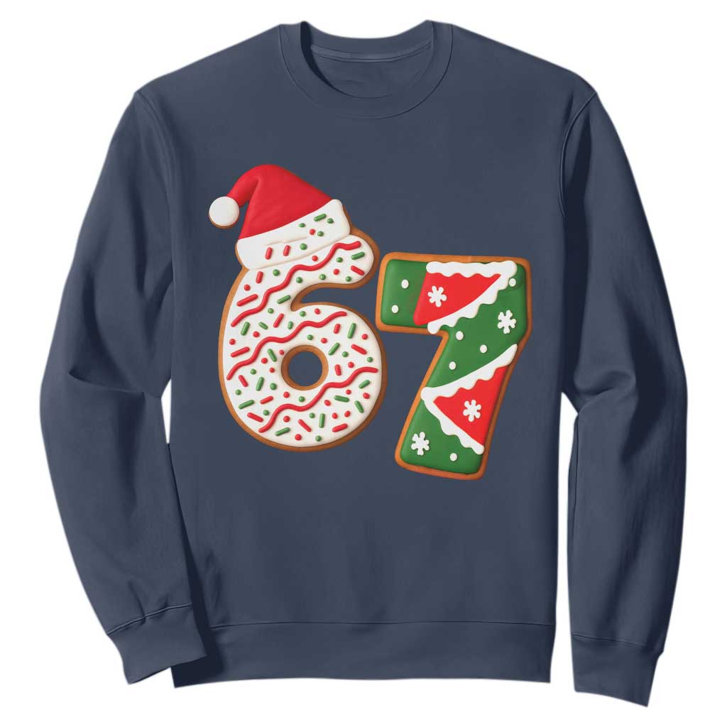 67 Christmas Sweatshirt Funny Six Seven 6 7 Meme Pajamas Gen Alpha Slang TS10 Navy Print Your Wear