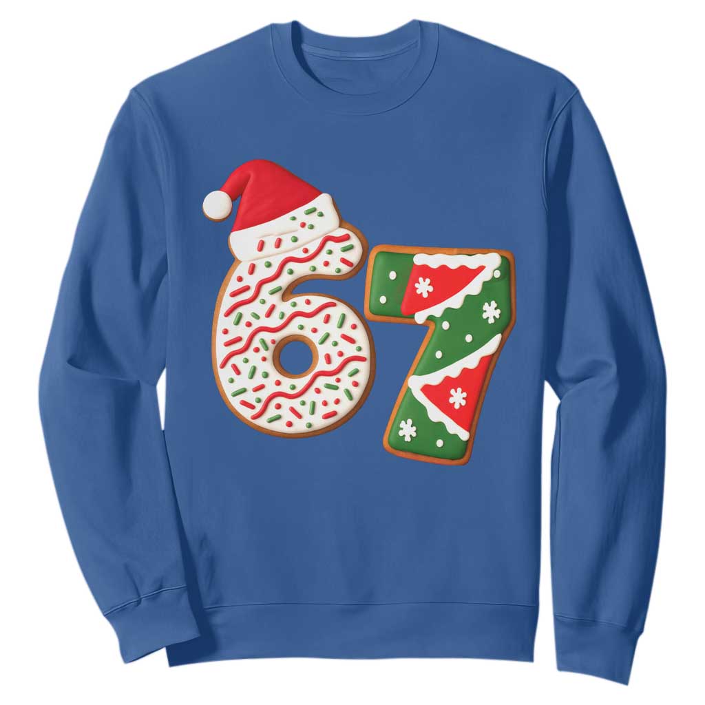 67 Christmas Sweatshirt Funny Six Seven 6 7 Meme Pajamas Gen Alpha Slang TS10 Royal Blue Print Your Wear