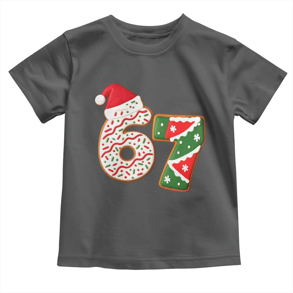 67 Christmas Toddler T Shirt Funny Six Seven 6 7 Meme Pajamas Gen Alpha Slang TS10 Dark Heather Print Your Wear