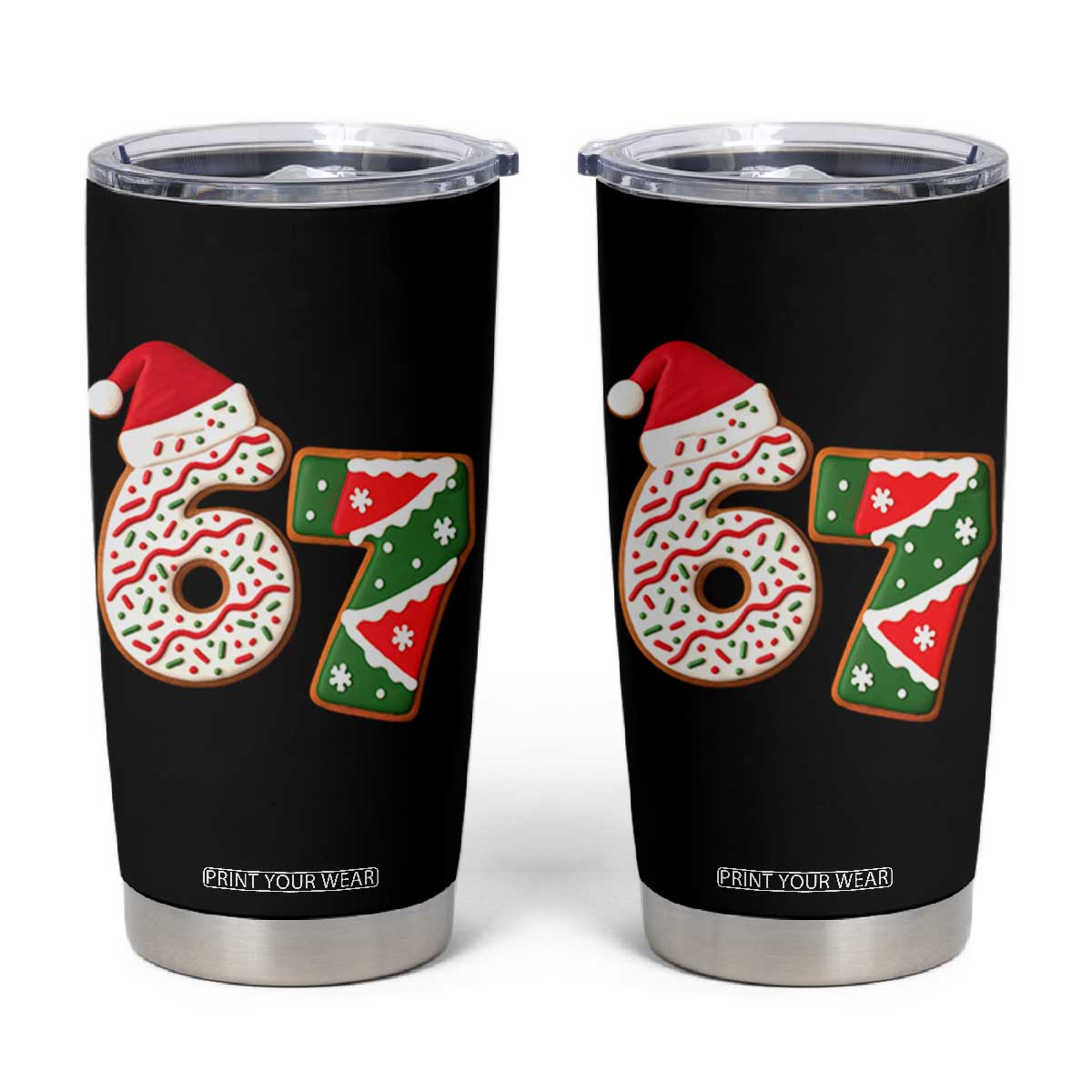 67 Christmas Tumbler Cup Funny Six Seven 6 7 Meme Pajamas Gen Alpha Slang TS10 Black Print Your Wear