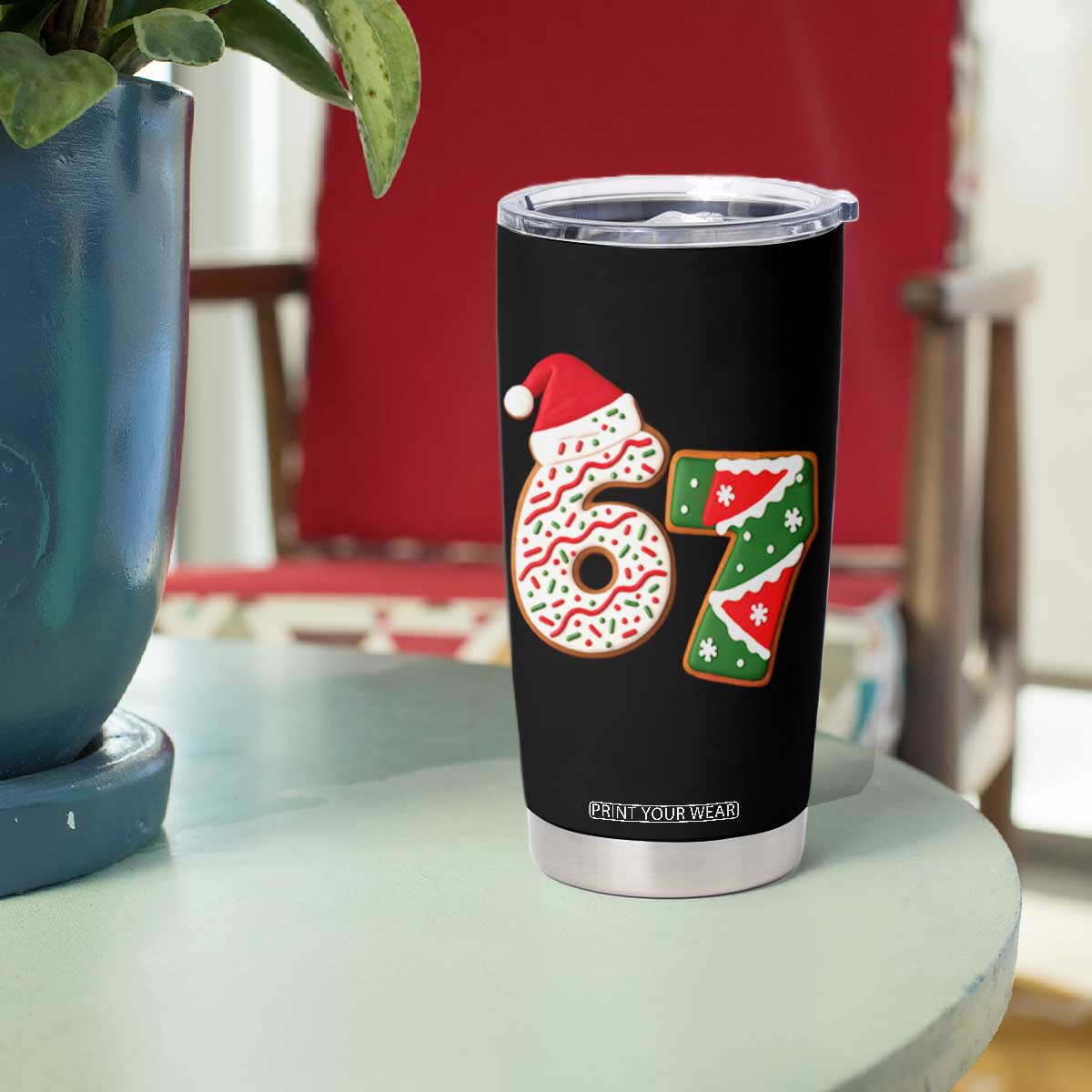 67 Christmas Tumbler Cup Funny Six Seven 6 7 Meme Pajamas Gen Alpha Slang TS10 Print Your Wear
