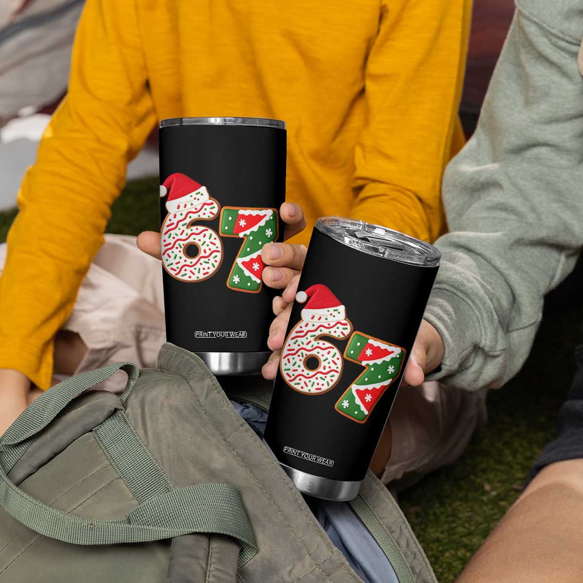 67 Christmas Tumbler Cup Funny Six Seven 6 7 Meme Pajamas Gen Alpha Slang TS10 Print Your Wear