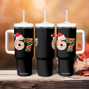 67 Christmas Tumbler With Handle Funny Six Seven 6 7 Meme Pajamas Gen Alpha Slang TS10 Print Your Wear
