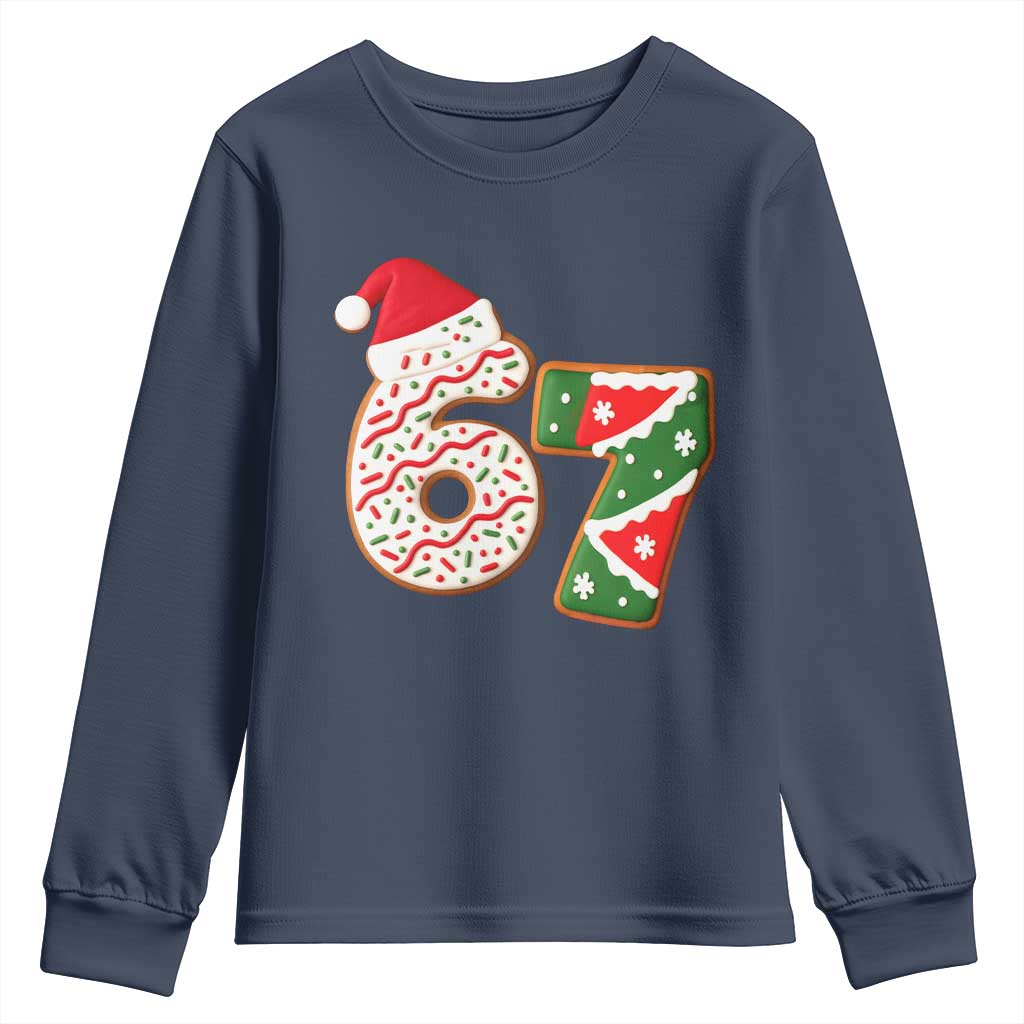 67 Christmas Youth Sweatshirt Funny Six Seven 6 7 Meme Pajamas Gen Alpha Slang TS10 Navy Print Your Wear