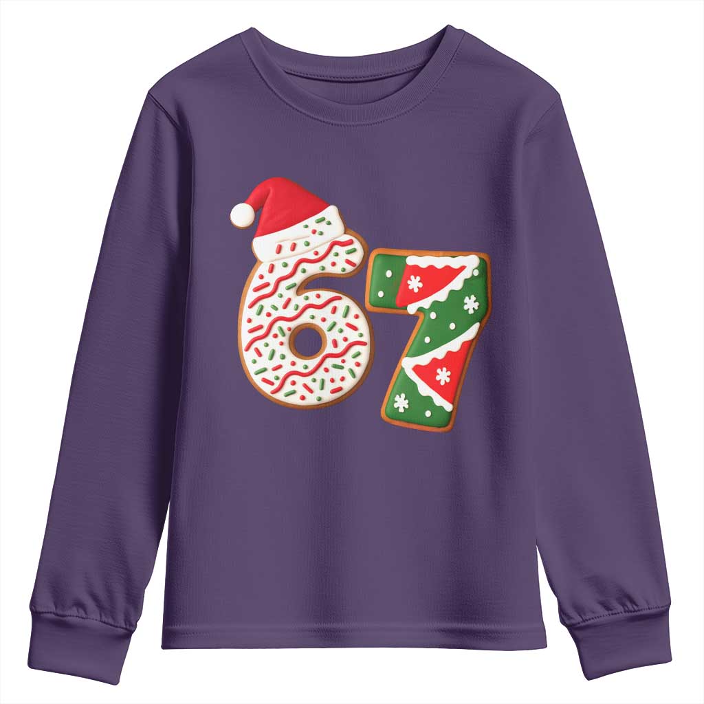 67 Christmas Youth Sweatshirt Funny Six Seven 6 7 Meme Pajamas Gen Alpha Slang TS10 Purple Print Your Wear