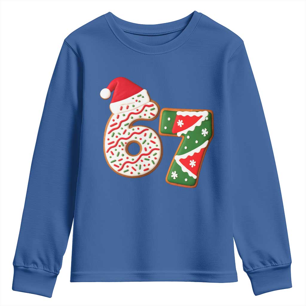 67 Christmas Youth Sweatshirt Funny Six Seven 6 7 Meme Pajamas Gen Alpha Slang TS10 Royal Blue Print Your Wear