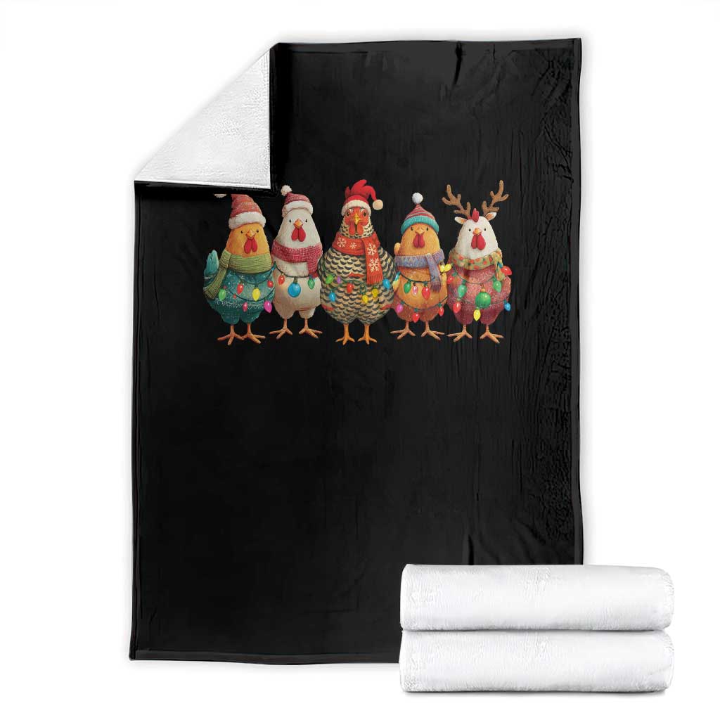 Funny Christmas Chicken Throw Blanket Funny Xmas Chickens Animals Farm Lover Gift TS10 Black Print Your Wear
