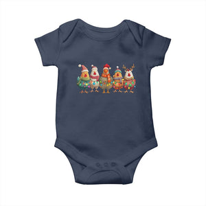 Funny Christmas Chicken Baby Onesie Funny Xmas Chickens Animals Farm Lover Gift TS10 Navy Print Your Wear