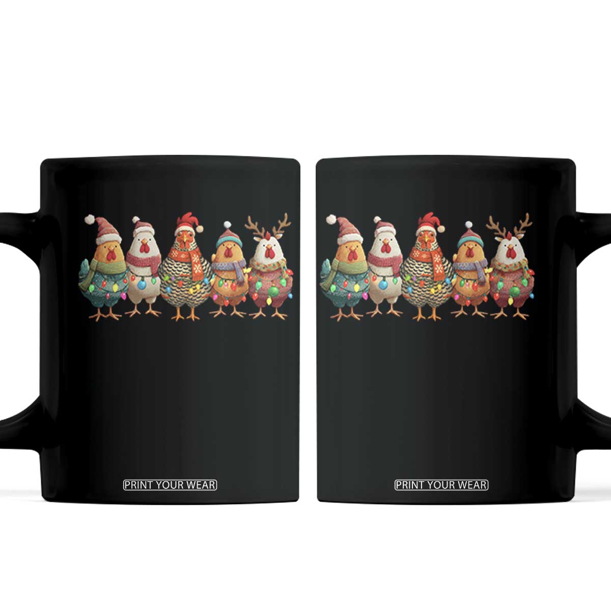 Funny Christmas Chicken Coffee Mug Funny Xmas Chickens Animals Farm Lover Gift - Print Your Wear