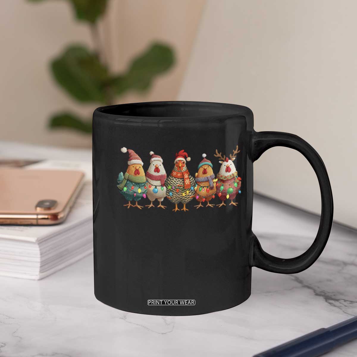 Funny Christmas Chicken Coffee Mug Funny Xmas Chickens Animals Farm Lover Gift TS10 Print Your Wear