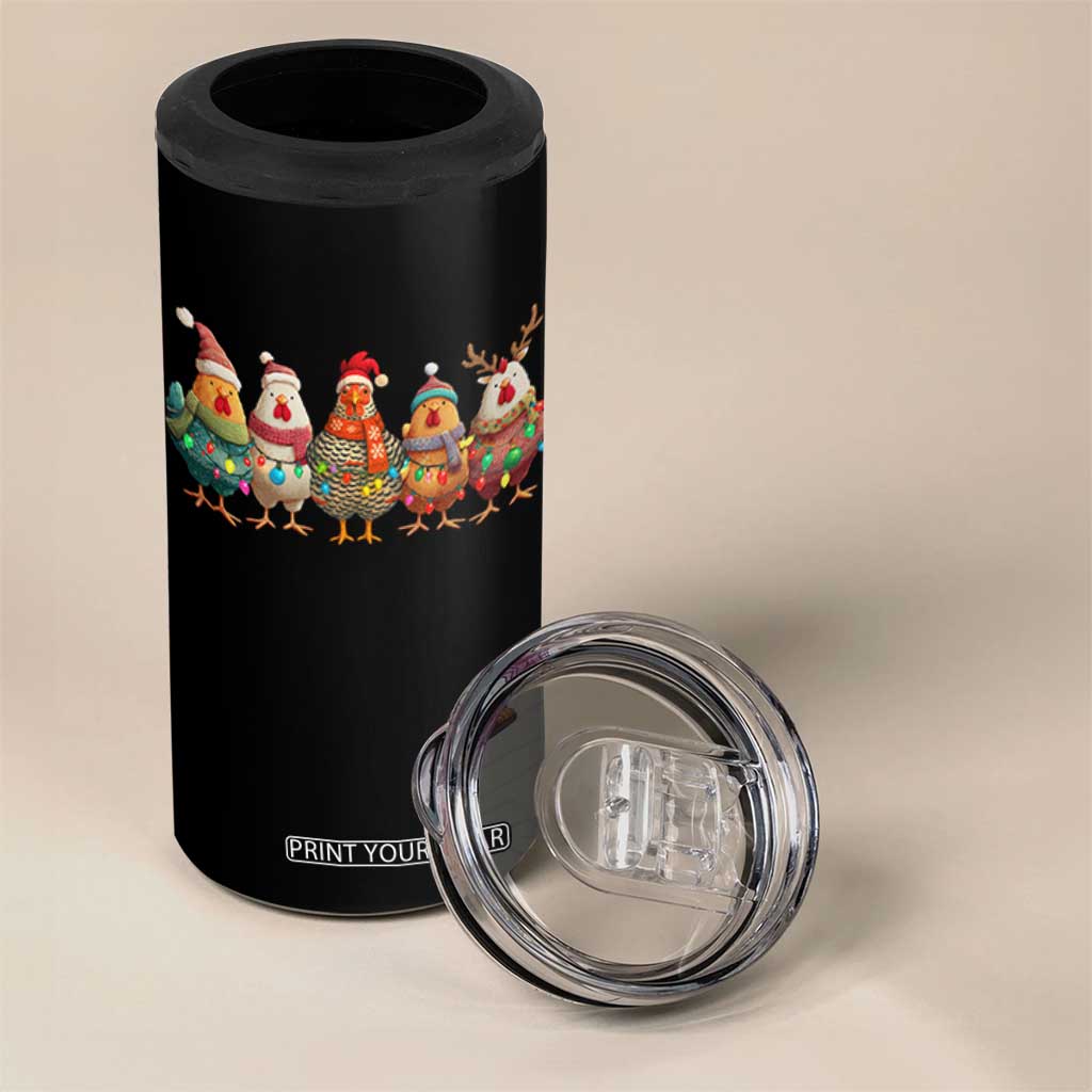 Funny Christmas Chicken 4 in 1 Can Cooler Tumbler Funny Xmas Chickens Animals Farm Lover Gift - Print Your Wear