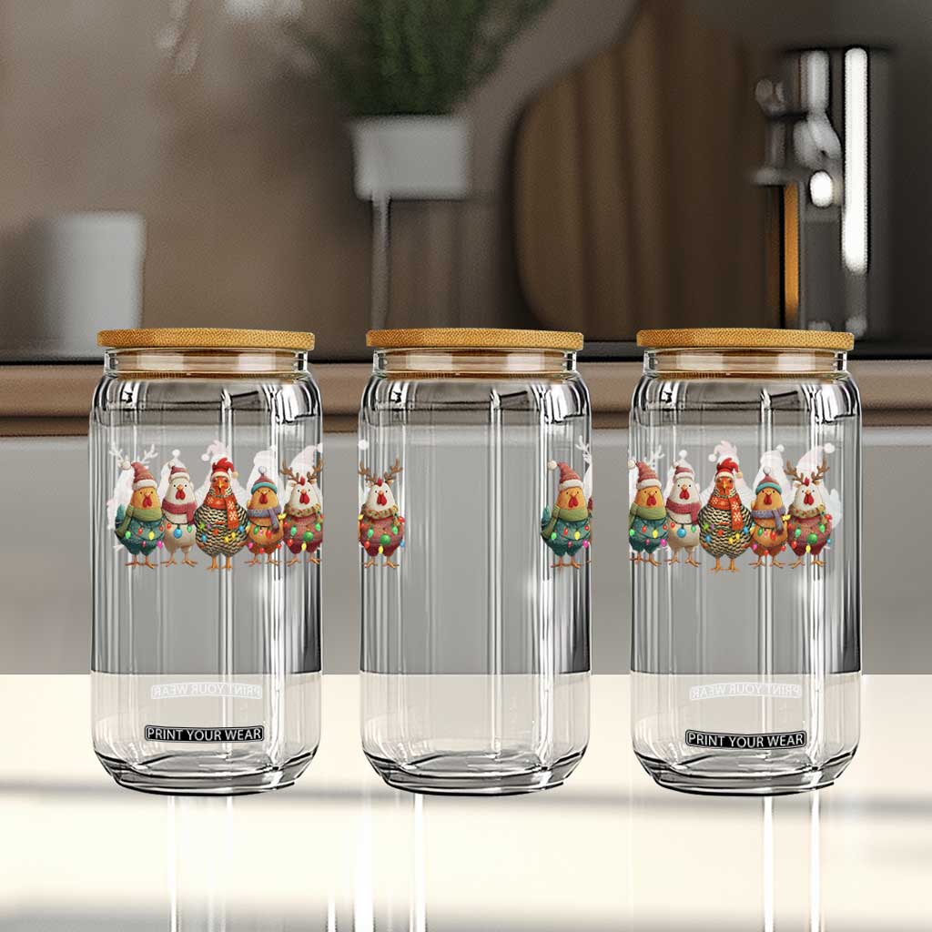 Funny Christmas Chicken Glass Can Funny Xmas Chickens Animals Farm Lover Gift TS10 Print Your Wear