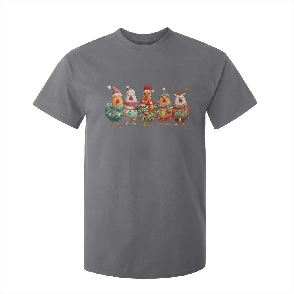 Funny Christmas Chicken T Shirt For Kid Funny Xmas Chickens Animals Farm Lover Gift TS10 Charcoal Print Your Wear