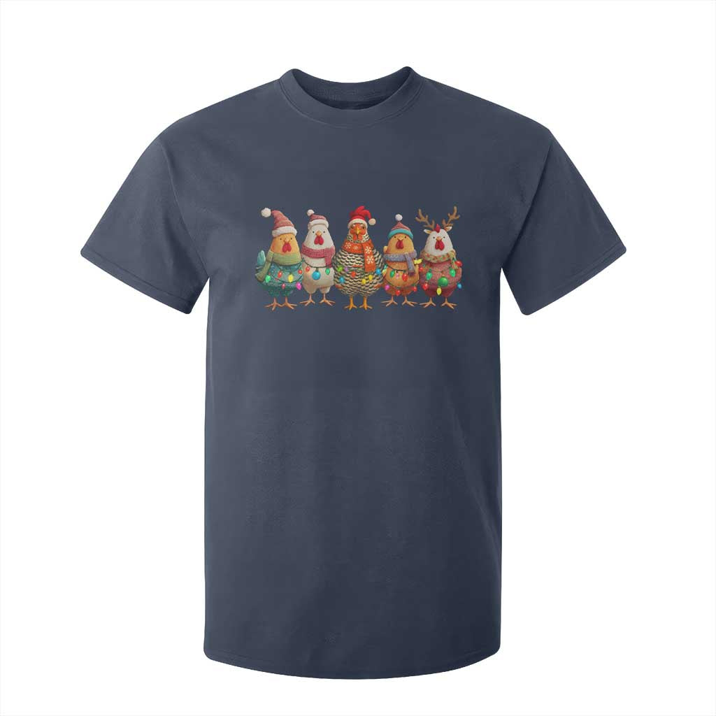 Funny Christmas Chicken T Shirt For Kid Funny Xmas Chickens Animals Farm Lover Gift TS10 Navy Print Your Wear