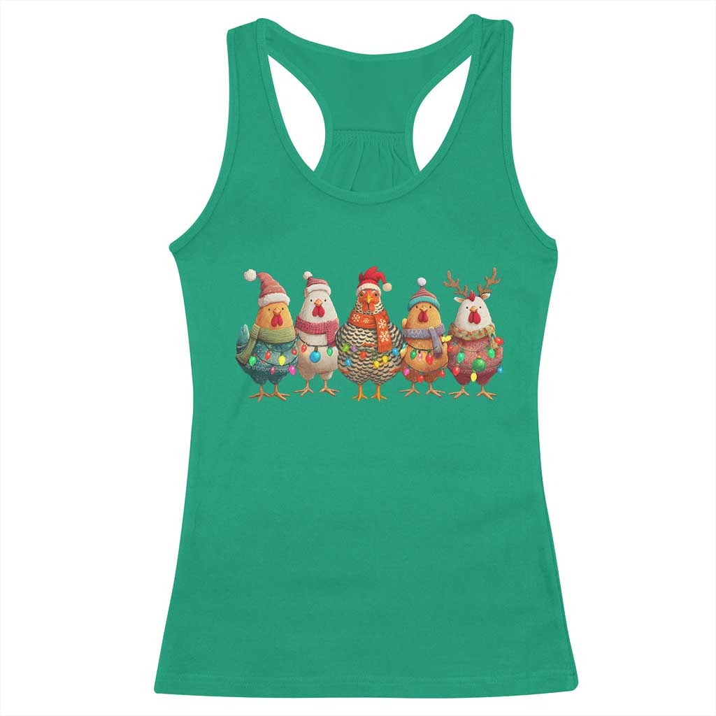 Funny Christmas Chicken Racerback Tank Top Funny Xmas Chickens Animals Farm Lover Gift TS10 Irish Green Print Your Wear